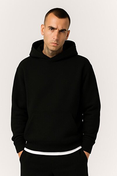 DM DOLCE MORE سترة رياضية بقلنسوة للجنسين مصنوعة من القطن الممشط بثلاث خيوط