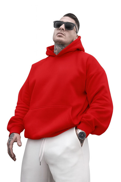 BENROMA سترة رياضية بقلنسوة للجنسين مصنوعة من القطن الممشط بثلاث خيوط