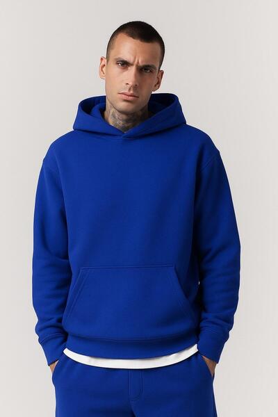 DM DOLCE MORE سترة رياضية بقلنسوة للجنسين مصنوعة من القطن الممشط بثلاث خيوط