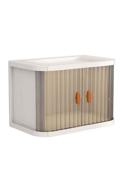 Generic Desktop Organizer,Stackable Plastic Storage Bins with Front Doors,Min...