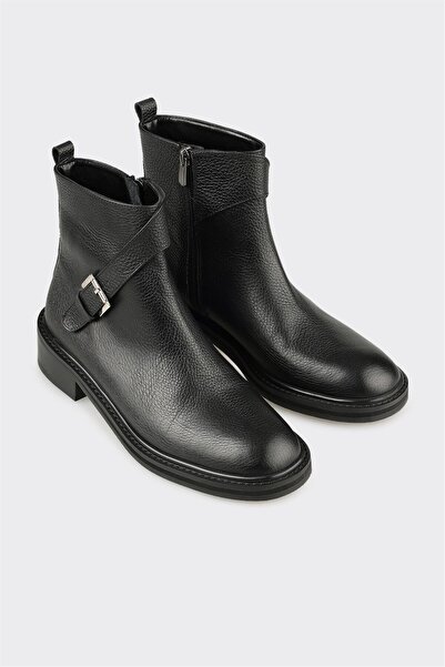 Elle Shoes Siyah Deri Kadın Klasik Bot