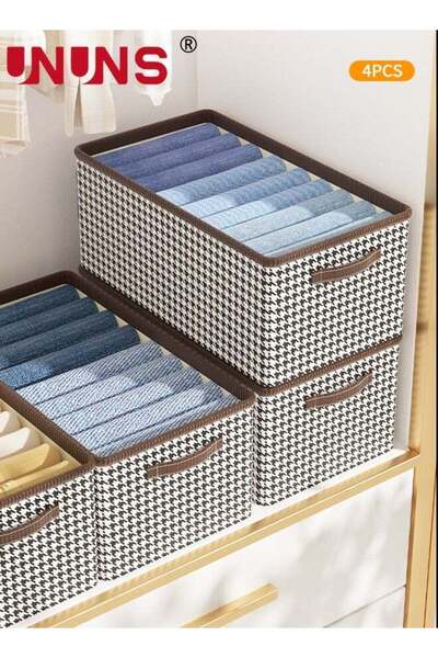 Generic Foldable Storage Bins,Pack Of 4 Clothes Drawer Organizer Bins With Ha...