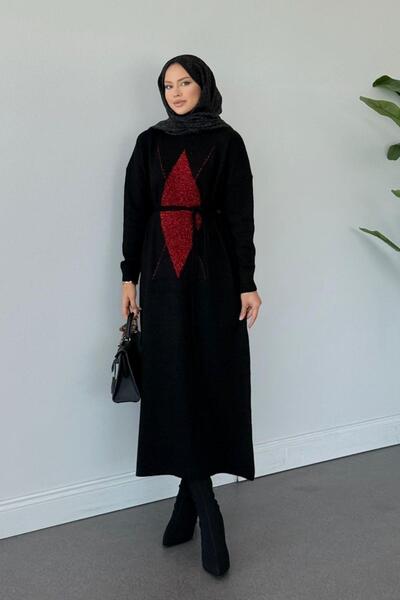 Hazamoda فستان ستار لوركس تريكو باللون الأسود