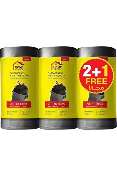 Generic HOME CHOICE 30 Gallons, Pack of 60-Pieces, Size 60*90 cm (20 Trash Bags X 3 Rolls), Bio-degradable