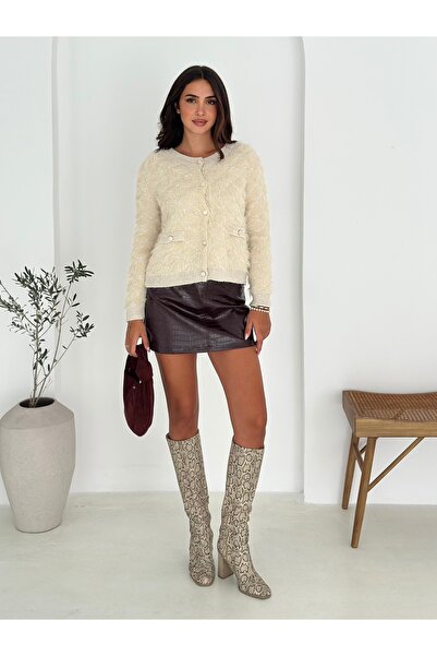 b buhari bykoc سترة من نسيج اللحية الناعم مع أزرار