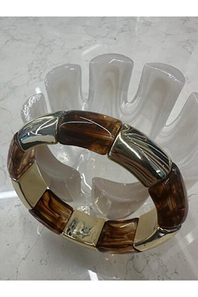 Zet Shine Kemik kahve gold lastikli bileklik