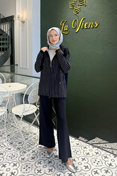 Hazamoda طقم بنطلون إيروس ستون باللون الأسود