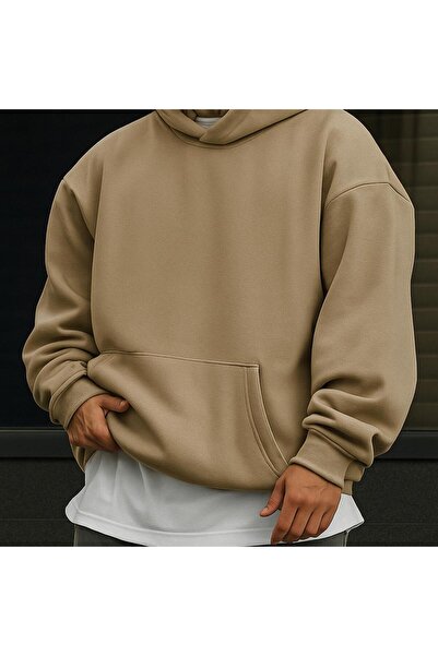 E-ROMA Hanorac unisex cu glugă din bumbac pieptănat cu 3 fire