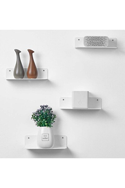 Generic White Floating Wall Shelves Set of 4 - Easily Expand Wall Space - Acr...