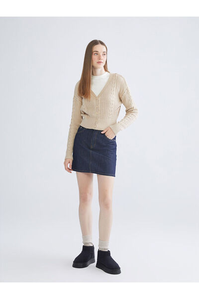 LC Waikiki Tight Fit Mini Jean Skirt
