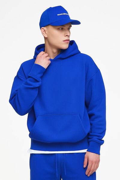 DM DOLCE MORE سترة رياضية بقلنسوة للجنسين مصنوعة من القطن الممشط بثلاث خيوط