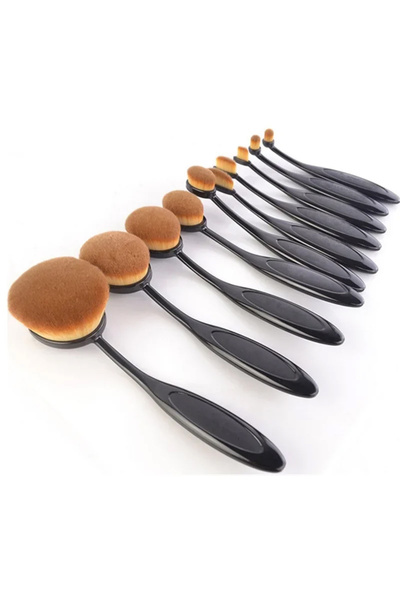 Türkiye 10 Piece Premium Oval Brush Multi Function Brush Set (Black)
