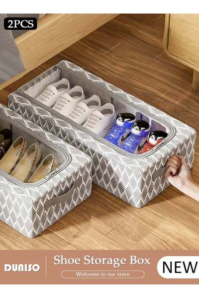 Generic 2 pcs Shoe Storage Box Waterproof & Foldable, Shoe Organizer for Clos...