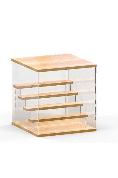 Generic Transparent Display Box with Wooden Base 4 layer Dust proof