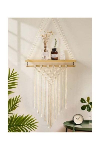 Generic Bohemian Wood Shelf Hanging Floating Shelves Storage Organizer with W...
