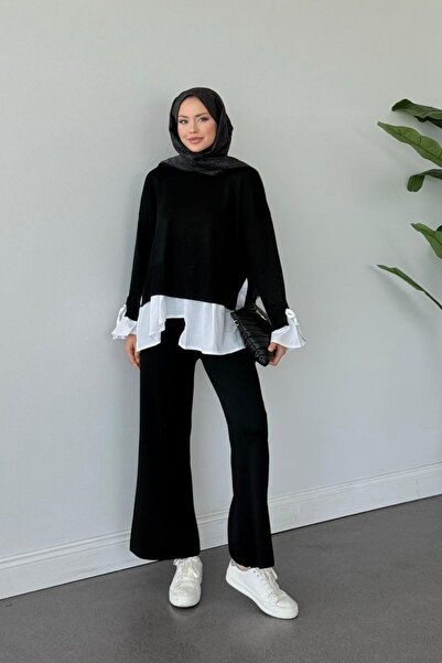 Hazamoda Set de tricotaje cu detaliu de cămașă Turuva, negru