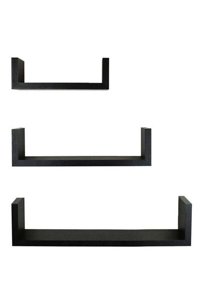 Generic 3-Piece Floating U Shelf Set Espresso 26x9.7x6cm