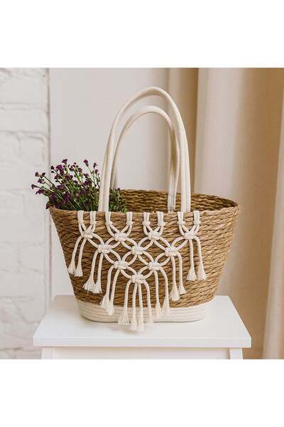 Generic Jute & Fabric Storage Basket 40×57×26 cm – Decorative Boho Organizer ...