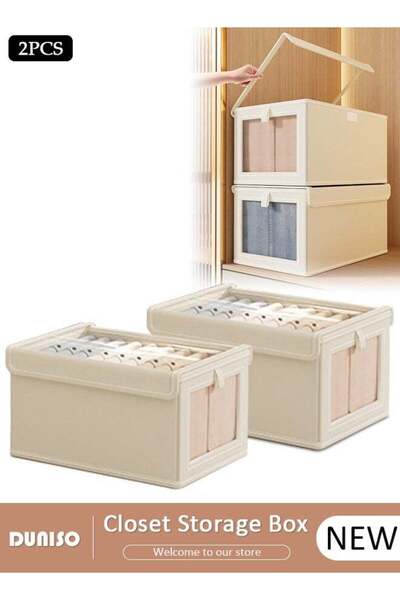 Generic 2 Pieces Foldable Closet Storage Organizer with Clear Lid and Window,...