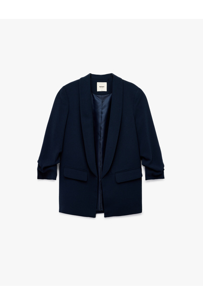 Koton Crepe Fabric Regular Fit Shawl Collar 3/4 Sleeve Blazer Jacket