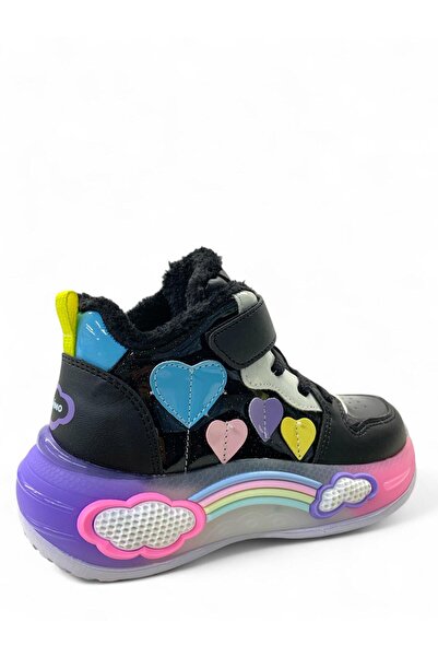 pepino 2050 Orthopedic Girl's Preschool Black Lighted Furry Sports Boots