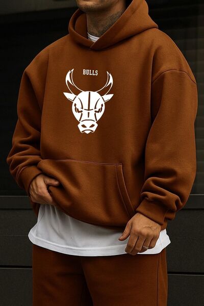 DM DOLCE MORE سترة رياضية مطبوعة بتصميم شيكاغو بولز من القطن الممشط ثلاثي الخيوط