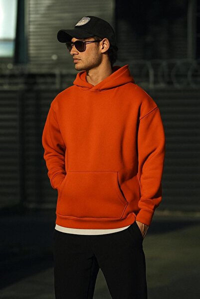 E-ROMA سترة رياضية بقلنسوة للجنسين مصنوعة من القطن الممشط بثلاث خيوط