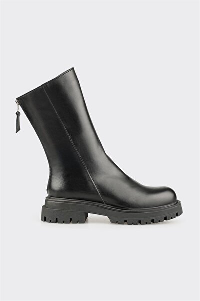 Elle Shoes Siyah Deri Kadın Günlük Bot