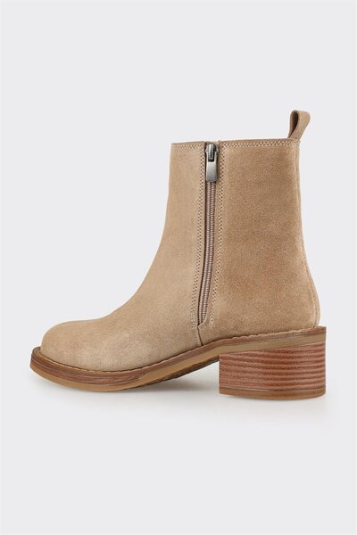 Elle Shoes Vizon Deri Kadın Topuklu Bot