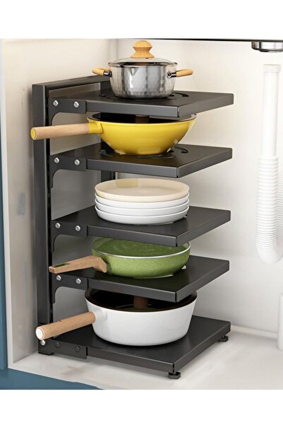 Generic منظم الأواني والمقالي من TYCOM للخزانة، منظم المطبخ ورف التخزين، حامل موفر للمساحة مع