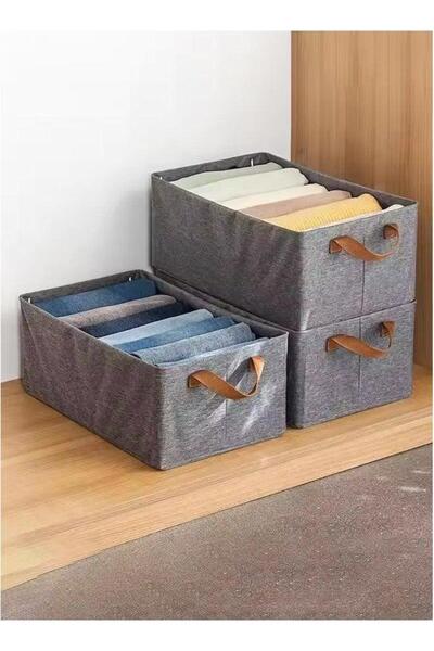 Generic 3pcs Foldable Fabric Clothes Organizer and Storage Box with Convenien...