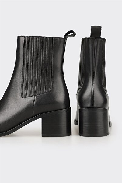 Elle Shoes Siyah Deri Kadın Klasik Bot