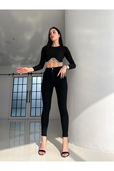 kleshus Jean Vlasta Μαύρο γυναικείο Power Lycra Skinny Jean Skinny τζιν παντε...