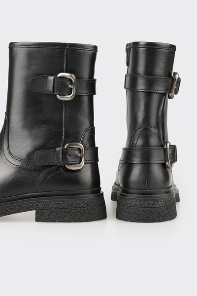 Elle Shoes Siyah Deri Kadın Günlük Bot