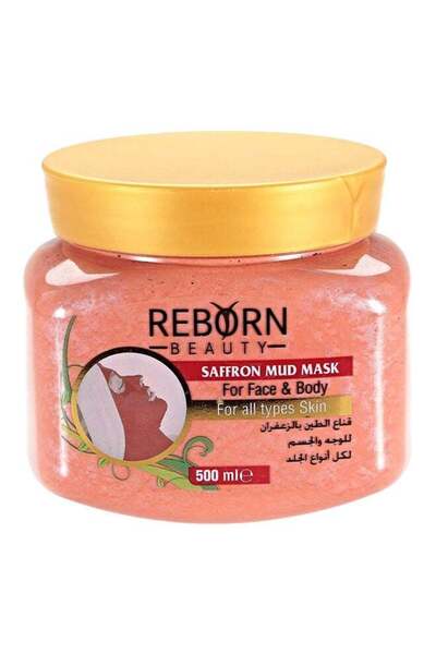 Reborn Beauty قناع طين الزعفران للوجه والجسم 500 مل