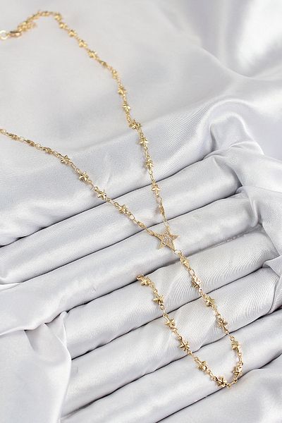 Kanonik Education Brass Zircon Stone Star Model Gold Color Y Necklace