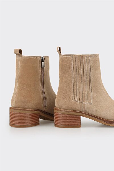 Elle Shoes Vizon Deri Kadın Topuklu Bot