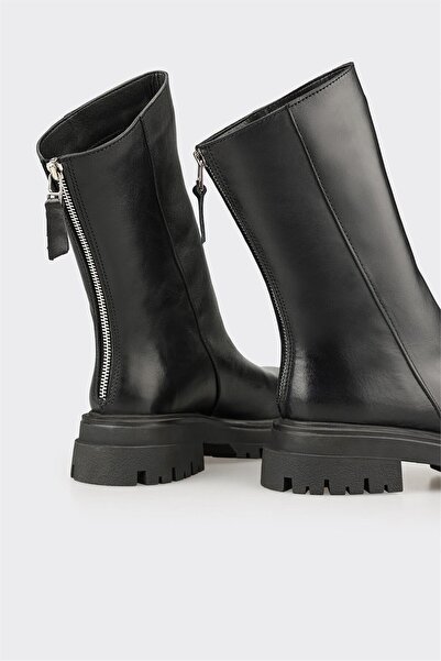 Elle Shoes Siyah Deri Kadın Günlük Bot