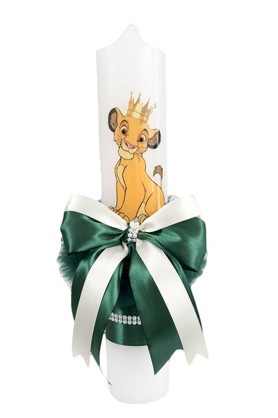 fantasialand Lumânare de botez, model Regele Leu, glob verde