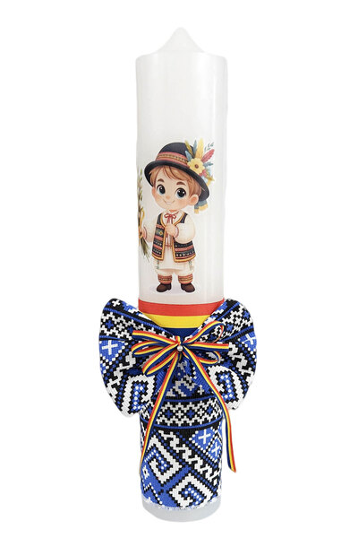 fantasialand Traditional baptism candle for boys, blue color