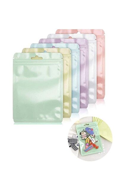 Generic 60 Pcs Resealable Flat Clear Candy Color Food Storage Ziplock Bag, Sa...