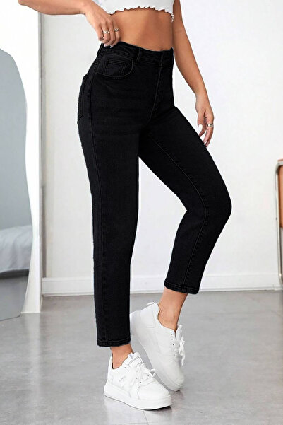 kleshus جينز نسائي أسود عالي الخصر من الليكرا