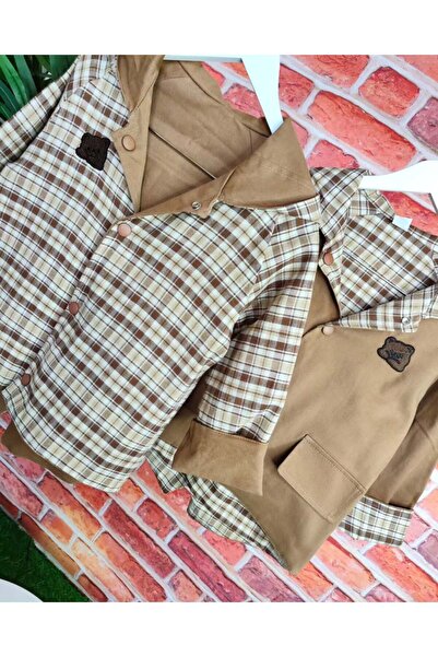 Çamur Kids Hem Unisex Hem Çift Taraflı Kullanıma Uygun Gabardin Ve Ekose Kumas Tasarım Trenc