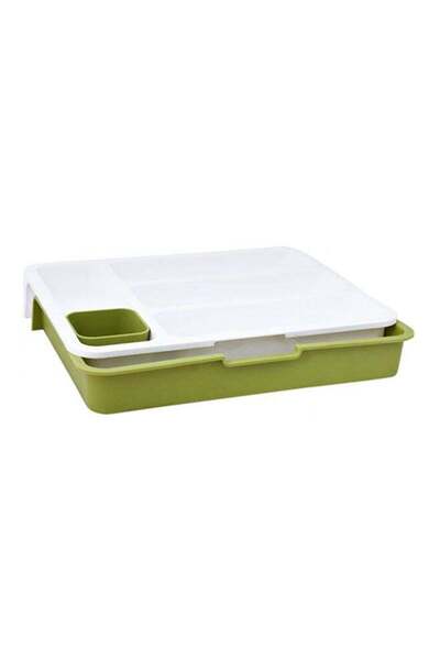 Generic Expandable Plastic Cutlery Storage Tray And Organiser Green 6x28x36cm
