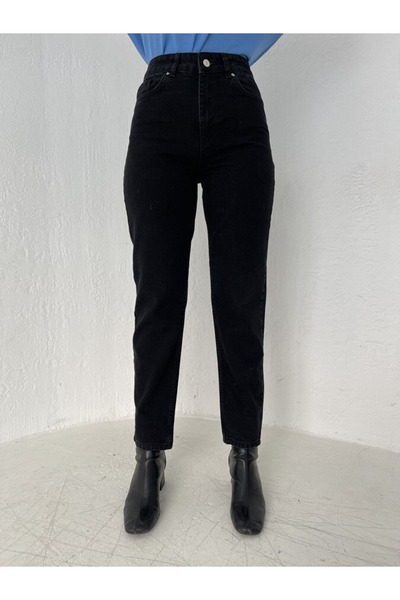 kleshus Lara Simsiyah Mom Jean Τζιν Παντελόνι Μη διαφανές Εύκαμπτο Γυναικείο ...