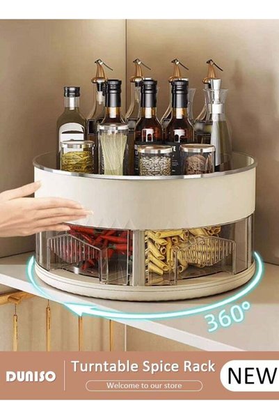 Generic Lazy Susan Organizer Turntable Spice Rack, 2 Tier Clear Rotating Turn...