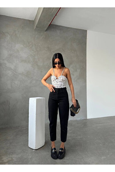 kleshus Phoebe Μαύρο ψηλόμεσο Mom Jeans Boyfriend