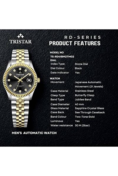 Tristar RD Series Men's Japanese Automatic Watch Stainless Steel Bracelet