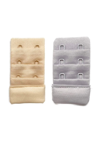No8 Home 2 Pieces Agraf Bra Extension Clasp 3 Rows / 2 Hooks Skin Gray