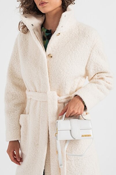JACQUEMUS Geantă de umăr din piele Le Bambino cu logo, Alb